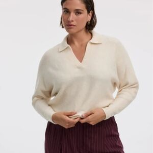 REITMANS IVORY LONG SLEEVES SWEATER WITH JOHNNY COLLAR SIZE SMALL